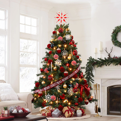 2024新款圣诞树家用客厅安克拉红装饰品圣诞节发光摆件豪华加密树