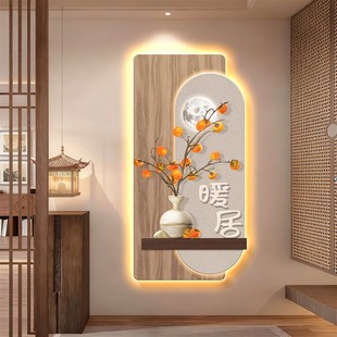 暖居玄关装饰画led发光灯画入户正对门高级感挂画走廊过道灯饰画