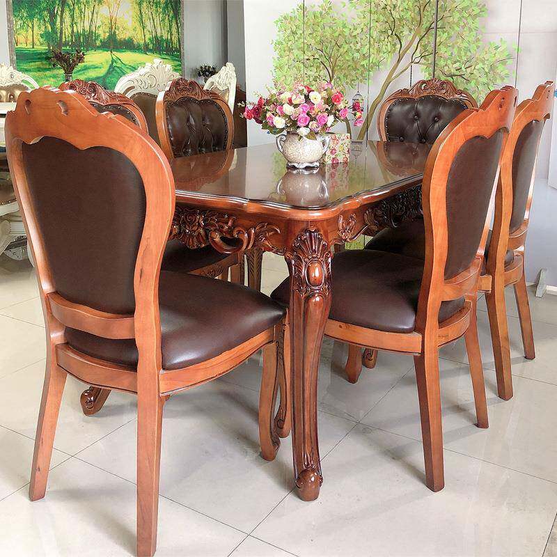 欧式实木餐桌828桌椅组合子大理石长方形餐桌6人客厅家用户型饭小