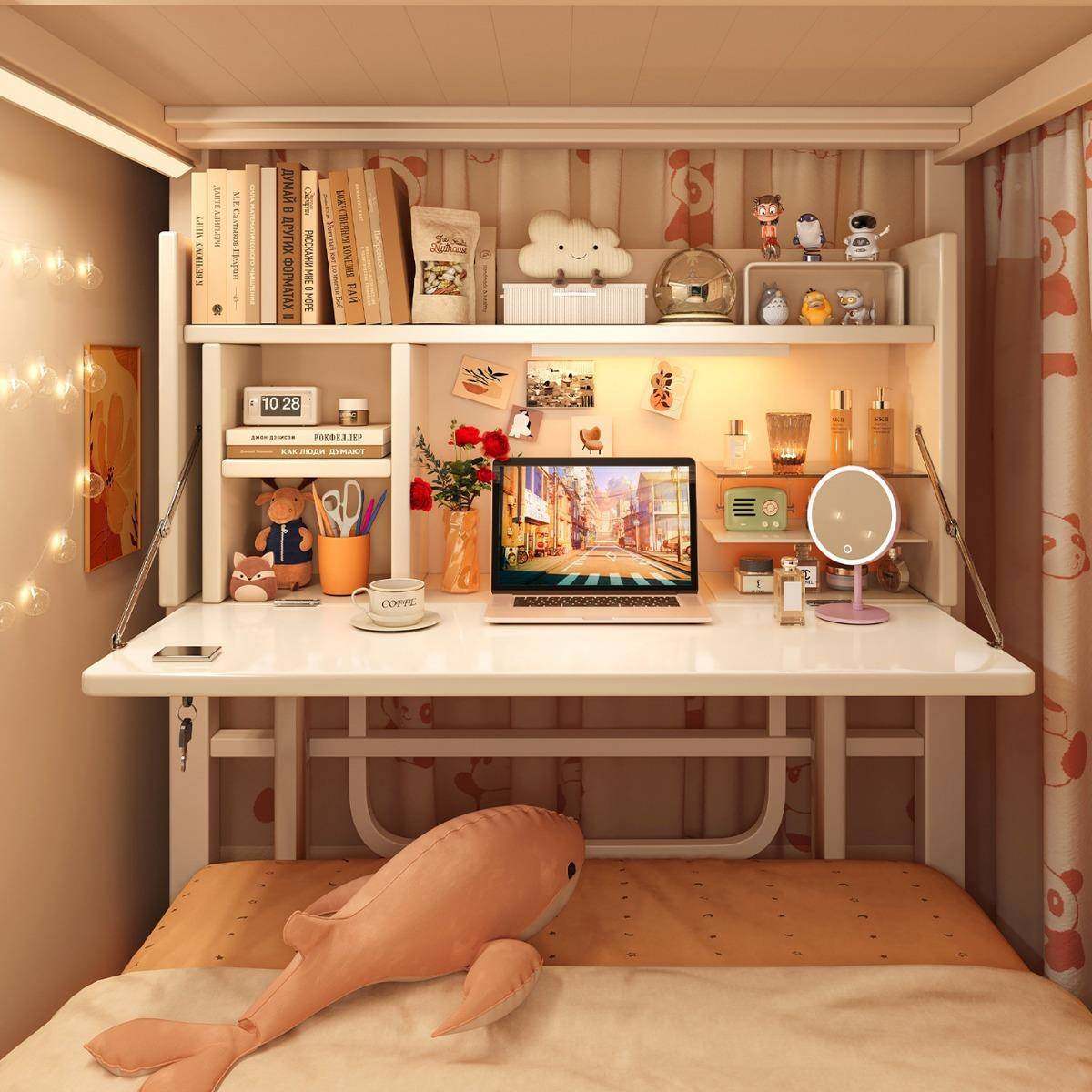 宿舍床上桌折叠书桌习生桌电脑桌简易学上下悬空铺QT可固学定电竞