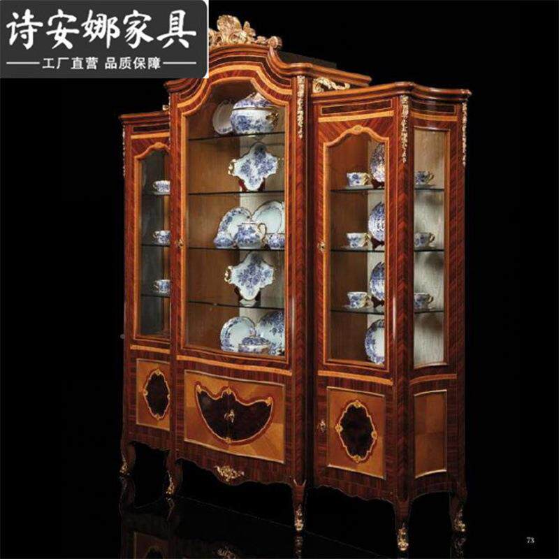 欧式餐厅具纯实2MUT木手工雕花家门华酒柜奢别墅装饰柜