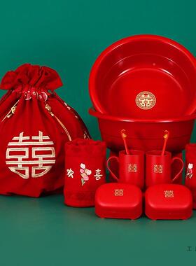 女方陪用嫁套装包皮喜盆镜袱F9899MMJ全套洗漱物品娘家嫁妆婚庆品