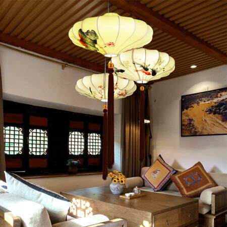 新饭中式吊灯中灯国店用仿古灯笼灯中DSK-203式餐厅灯吊灯古典布