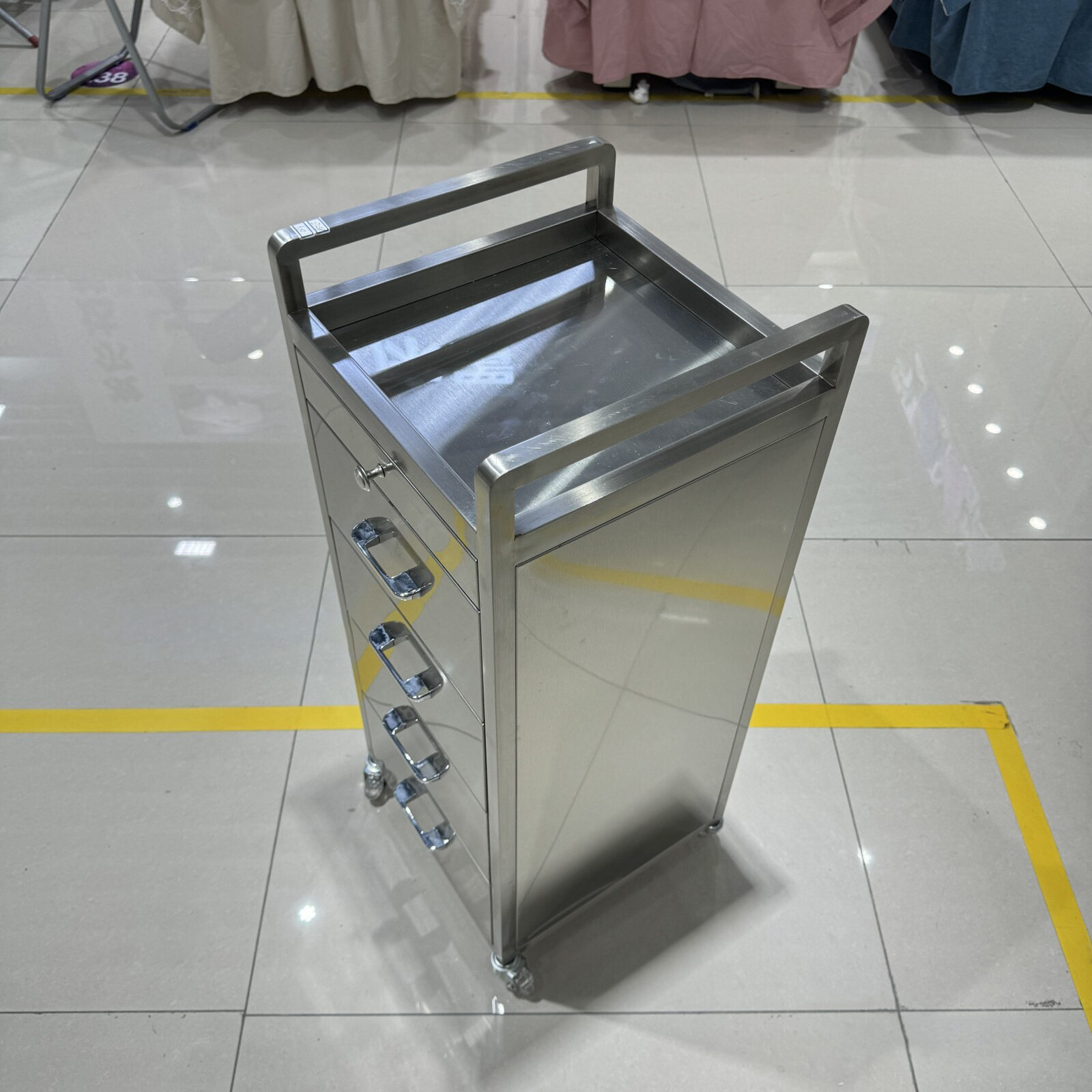 跨境发廊不锈钢工具推车美发店专用多功能工具柜置物架剪发储物柜