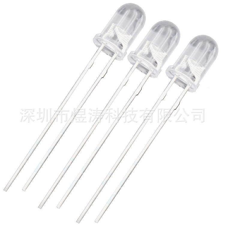 F5/5M圆头二无极LMED透红明雾状直插灯脚珠高亮绿红蓝红翠绿QXJ双