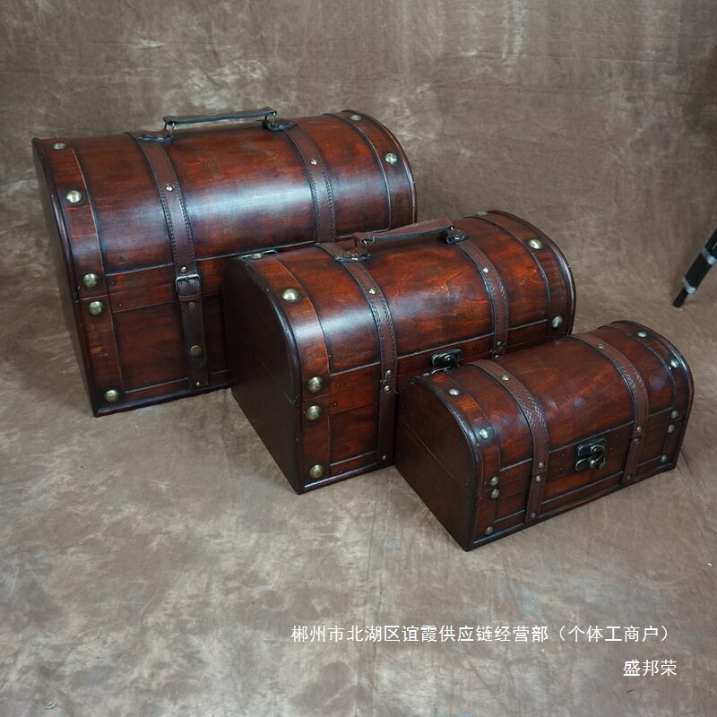 厂家直销新款仿复古木箱仿古老式箱子玩具收纳整理箱拍摄橱窗道具