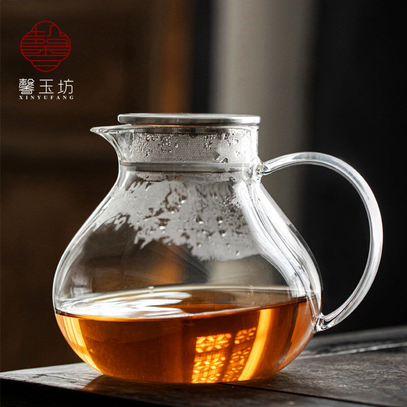 馨玉坊大号便携壶1500ml大容量玻璃烧水壶一体过滤泡茶煮茶壶家用