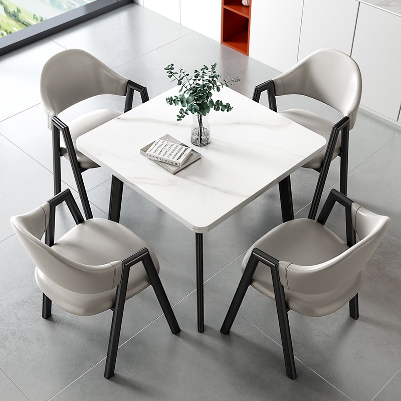 现代简约接待洽谈桌椅组合家用小户型餐桌阳台休闲正方形简易桌子
