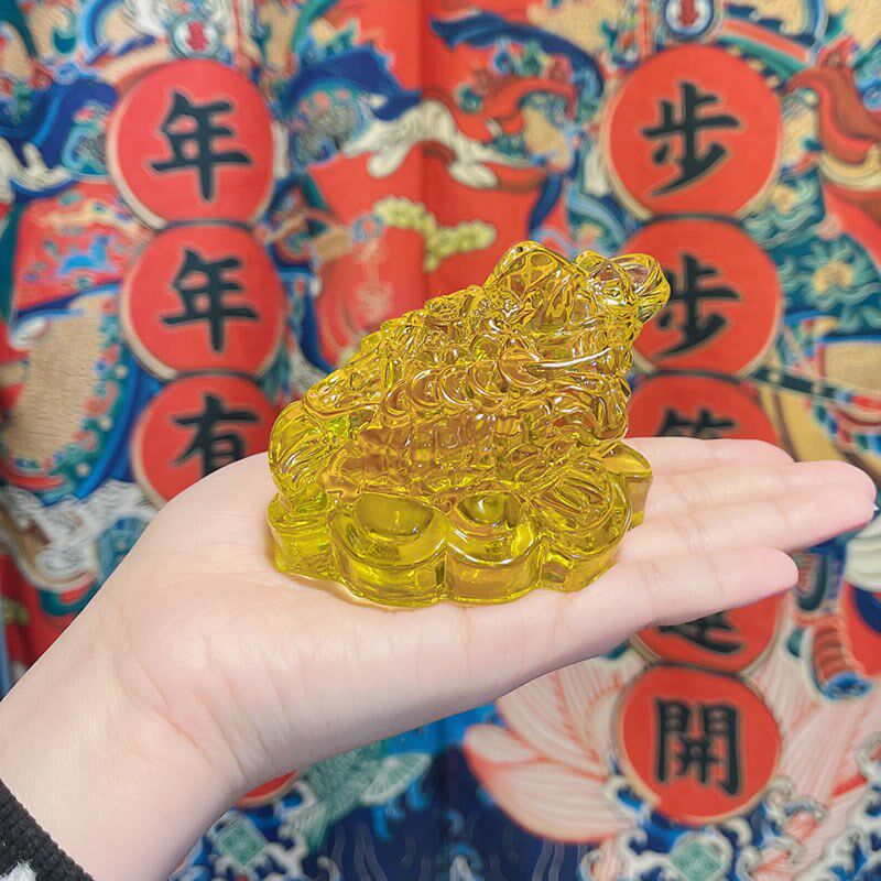 慈风阁水晶金蟾元宝聚宝盆摆件招财店铺客厅家居吉祥物办公室财位