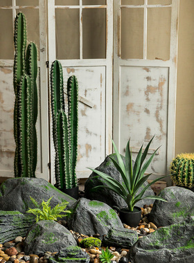 庭院假山仿真石头鱼缸橱窗花园造景楼梯装饰品大型摆件绿植微景观