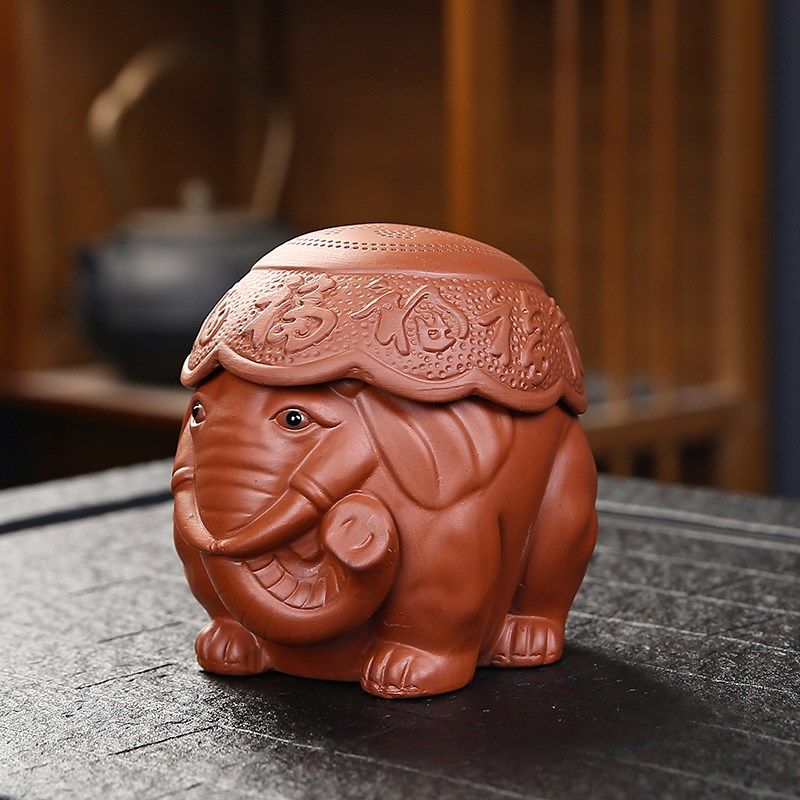 吉祥象摆件客厅办公室茶室茶桌家居装饰摆设茶宠茶玩茶漏茶滤一体