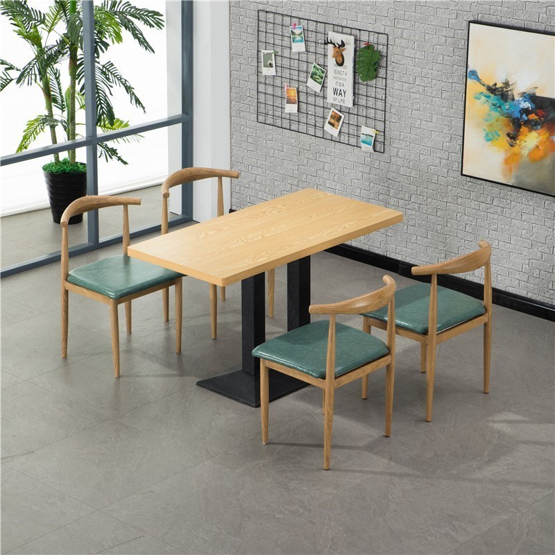 铁艺牛角椅奶茶汉堡饭店简约面馆小吃早餐店餐厅快餐桌椅组合商用