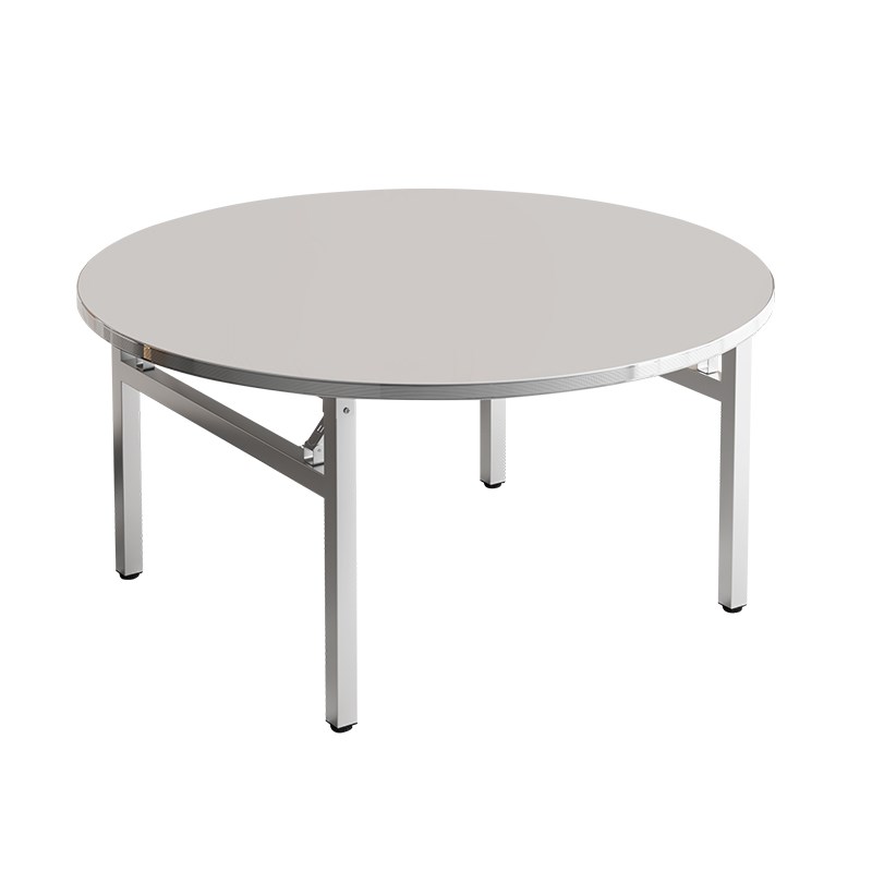 加厚不锈钢折叠大圆桌家用餐桌带转盘烧烤桌子酒席吃饭圆台大桌子