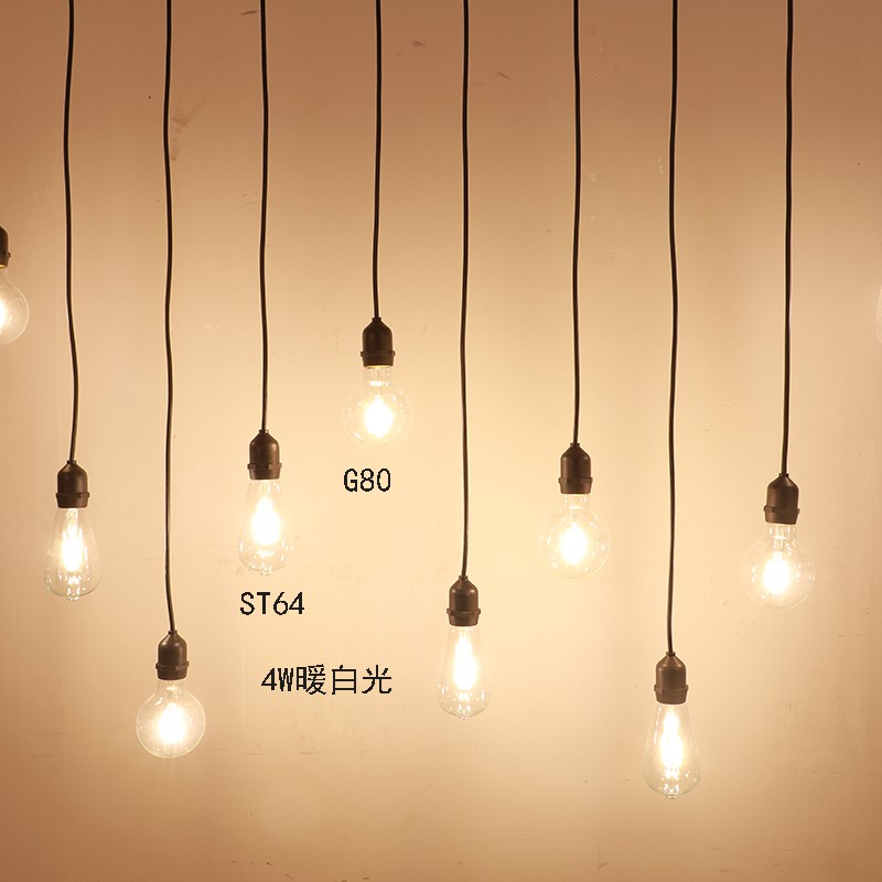 复古串联灯头线爱迪生灯泡个性创意婚庆带插头电线多头路引吊灯串