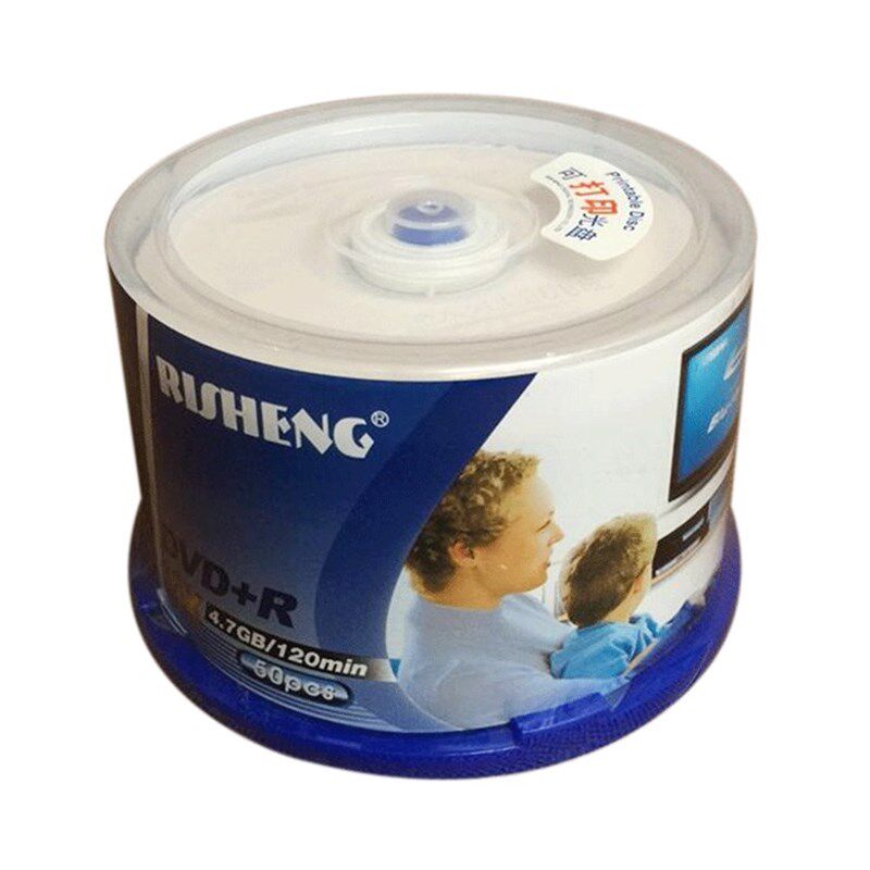 日胜 RISHENG 8速16速DVD+R 刻录盘 可打印 50片装 空白光碟 桶装