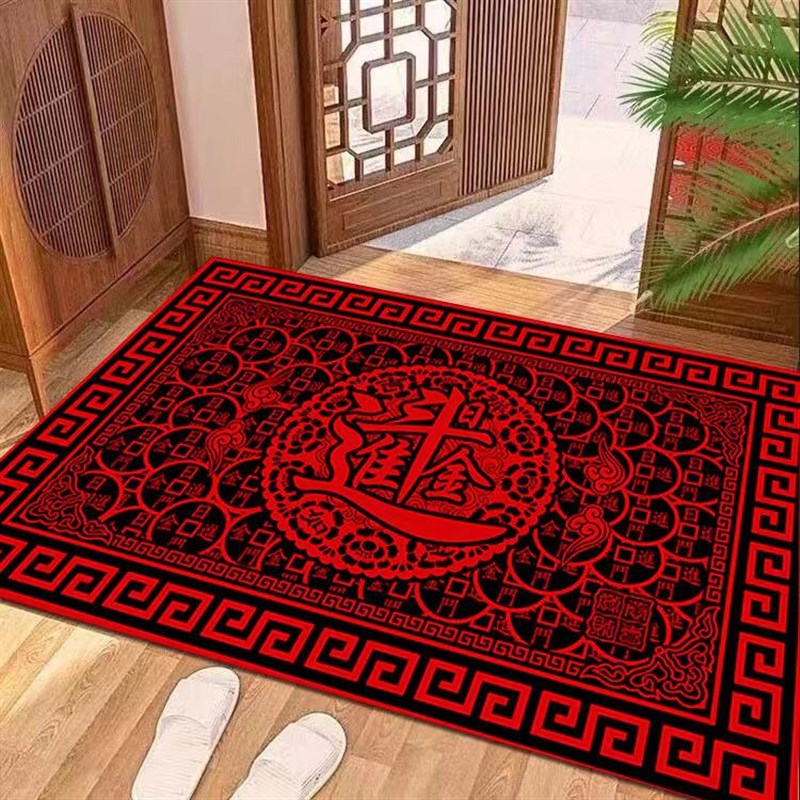 硅藻泥中式入户地垫门厅地垫耐磨免洗红色门口地垫进门玄关可裁剪