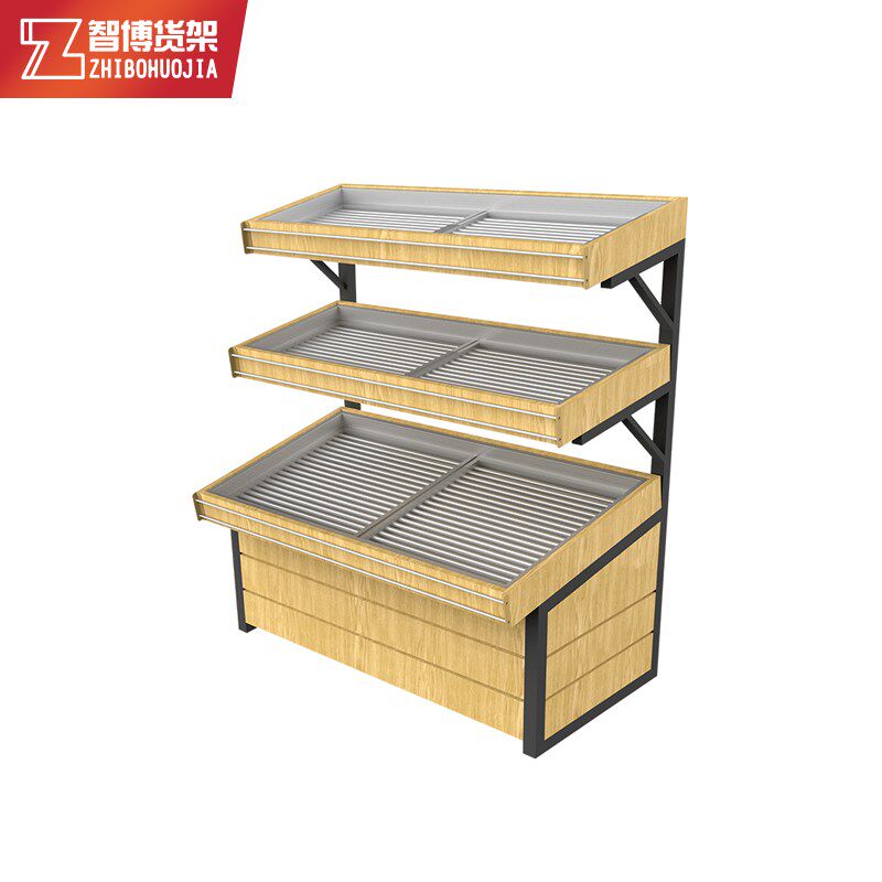 蔬菜货架展示架生鲜水果架超市蔬菜喷雾果蔬架钢木永辉货柜展示柜