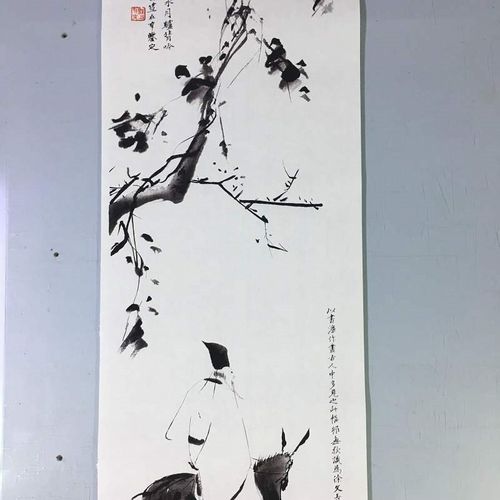 徐渭驴背吟诗图人物风景水墨国画微喷复制客厅书房挂轴装饰画