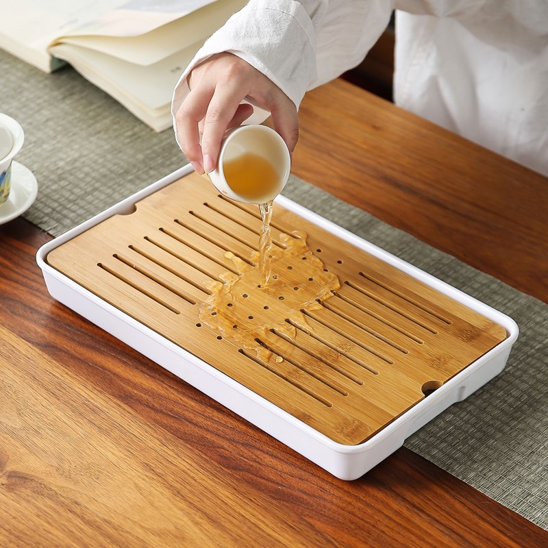 茶瓷汇竹制干泡盘排水储水式办公室茶具家用简约小茶台托盘茶海