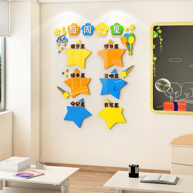 班级之星文化墙贴小学生每周评比栏照片墙教室布置幼儿园墙面装饰