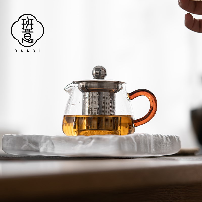 班意 玻璃迷你泡茶壶家用304不锈钢过滤内胆单壶200ML茶壶公道杯