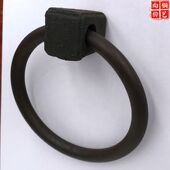 中式 仿古四合院大门蒲首寿字铁环把手铸铁兽头拉手大门环拉手拉环