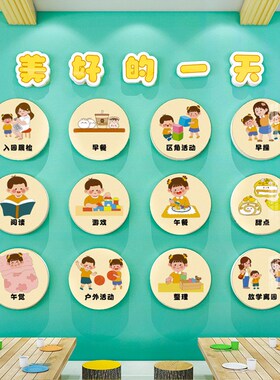 幼儿园一日生活流程图墙面装饰好习惯环创材料主题文化墙贴画成品