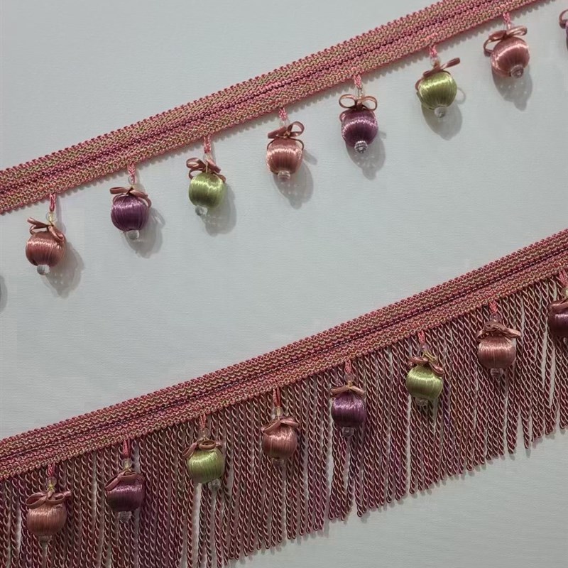 新款高档欧式奢华客厅窗帘珠子帘头流苏木珠花边装饰配件辅料厂家