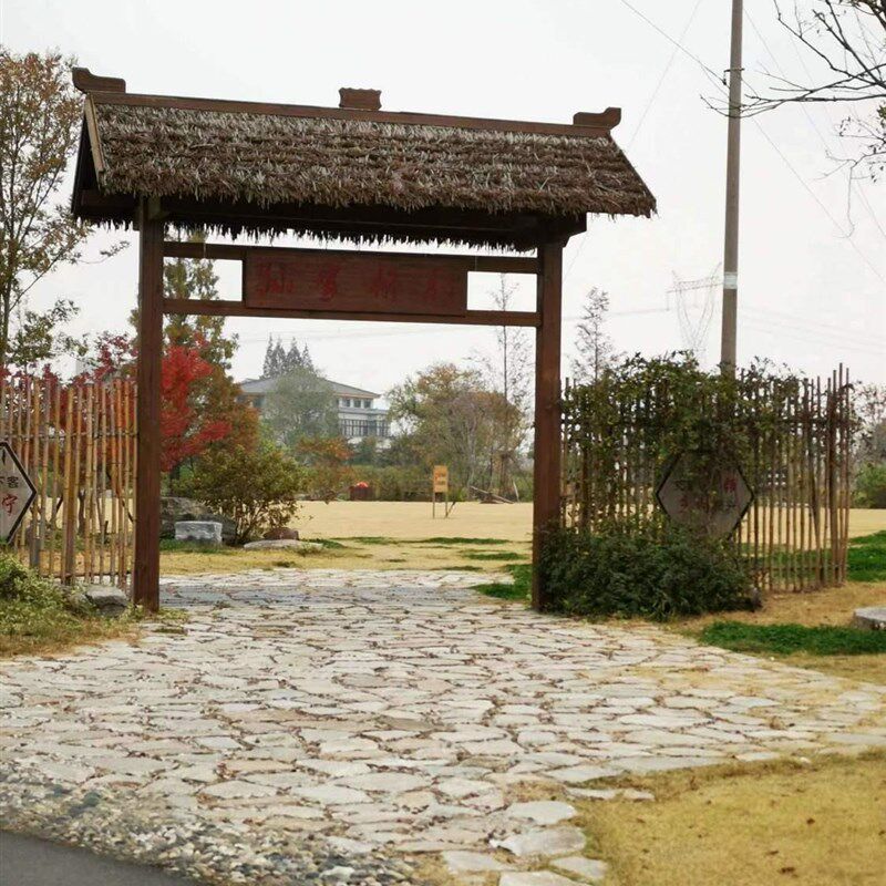 防腐木碳化木门楼牌坊别墅庭院花园农家乐水库门楼实木门头楼门牌