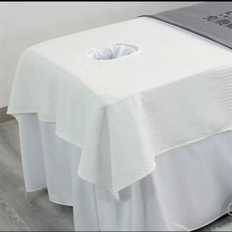 美容床盖针织棉各脏纯白床单美容院床单有洞单件床单定制1.2米床