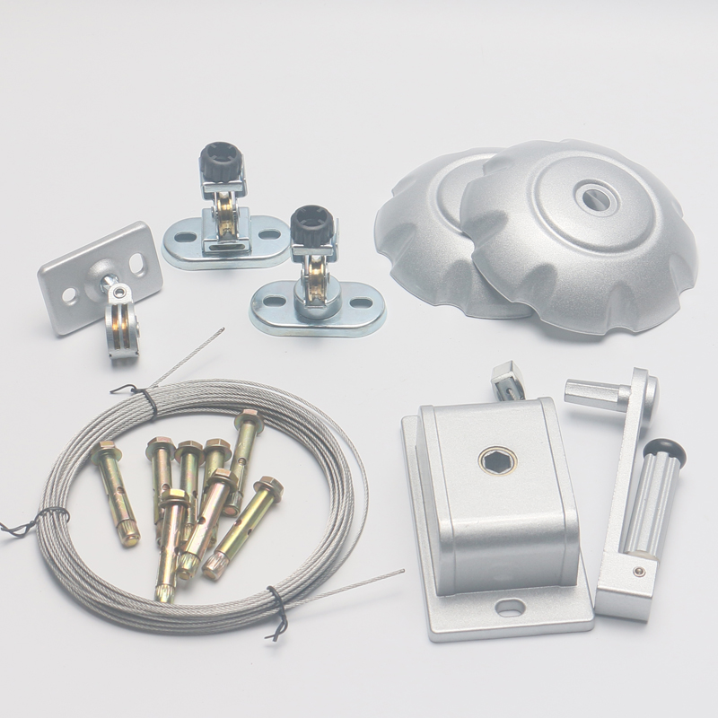 升降晾衣架通用全配件单杆式升降器钢丝绳手摇器转角挂横幅