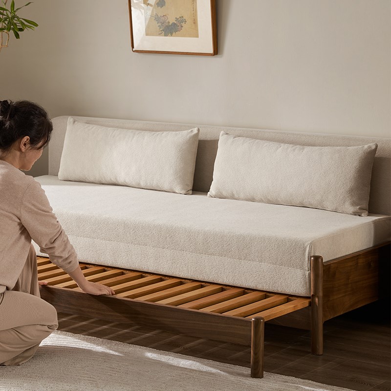留意实木沙发床小户型客厅两用多功能可伸缩折叠沙发床布艺可拆洗