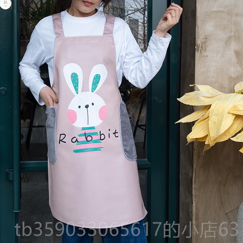 正品围裙家用厨房水P防油皮革U皮女韩版日可爱时尚做饭工系作服防