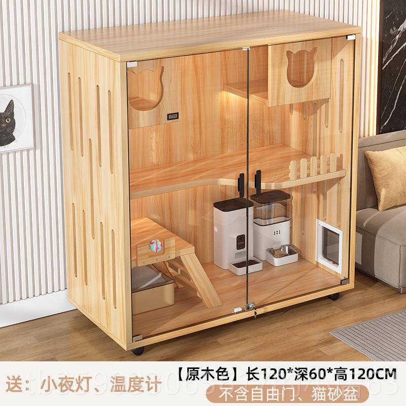 正品实木猫笼子室用猫窝内超大自由空间猫舍猫柜猫咪房子猫家猫屋