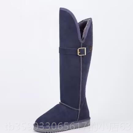 正品2024新款过内膝长筒皮毛一体雪地靴增高保暖筒女靴真皮靴棉高