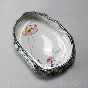 正品景德镇意创手绘陶瓷大号碗鱼花缸金鱼乌龟缸纯手工彷石水浅睡