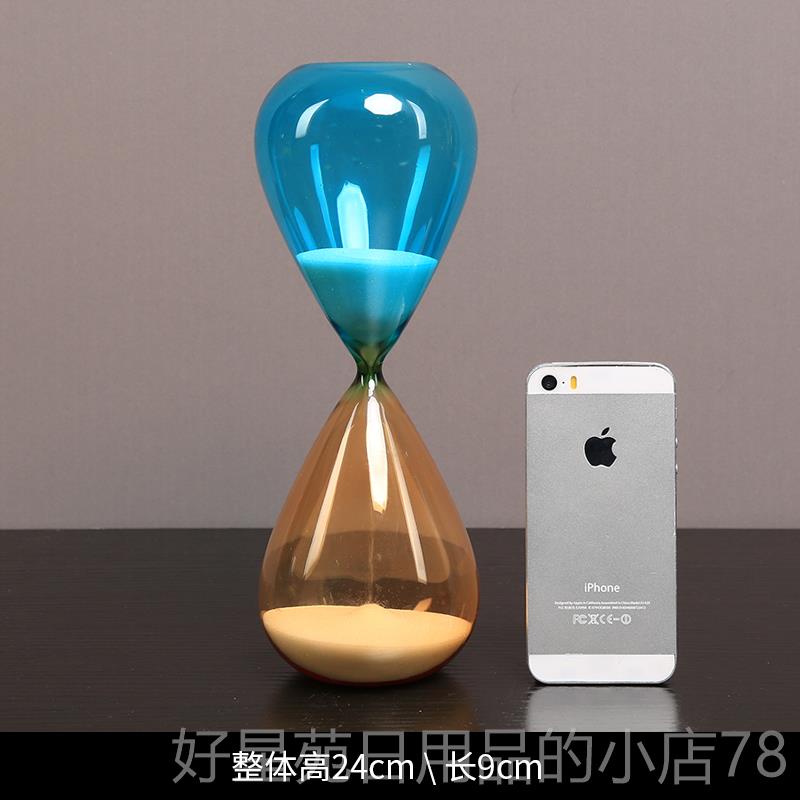 高档北欧简约意彩色璃沙漏计时器创摆公件客厅酒柜玻电视柜办室装