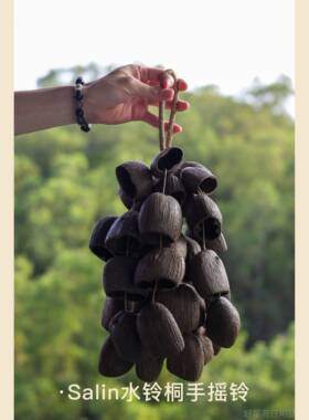 高档In Foret小手森手工礼s满愿 果壳挂铃自然乐器音疗摇铃包包挂