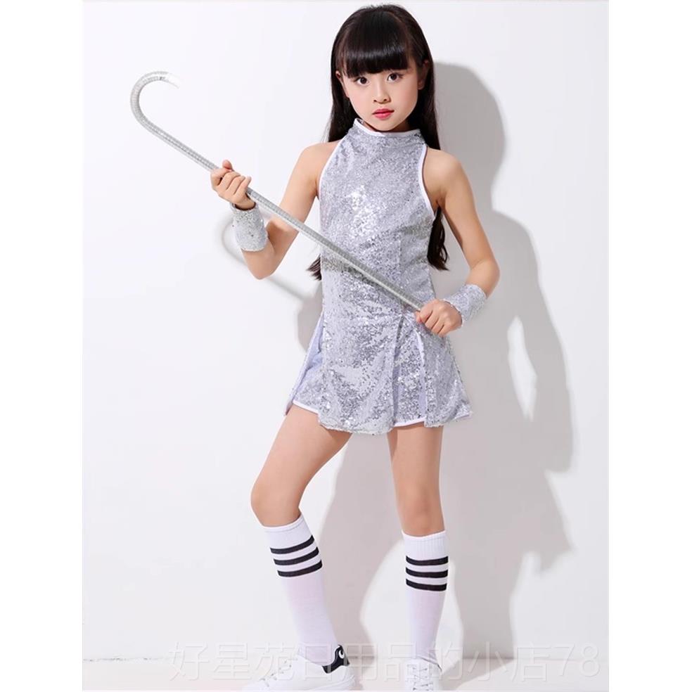 高档儿童红色片舞蹈裙亮套爵士舞比赛表演女装童特模走秀舞台演出图片
