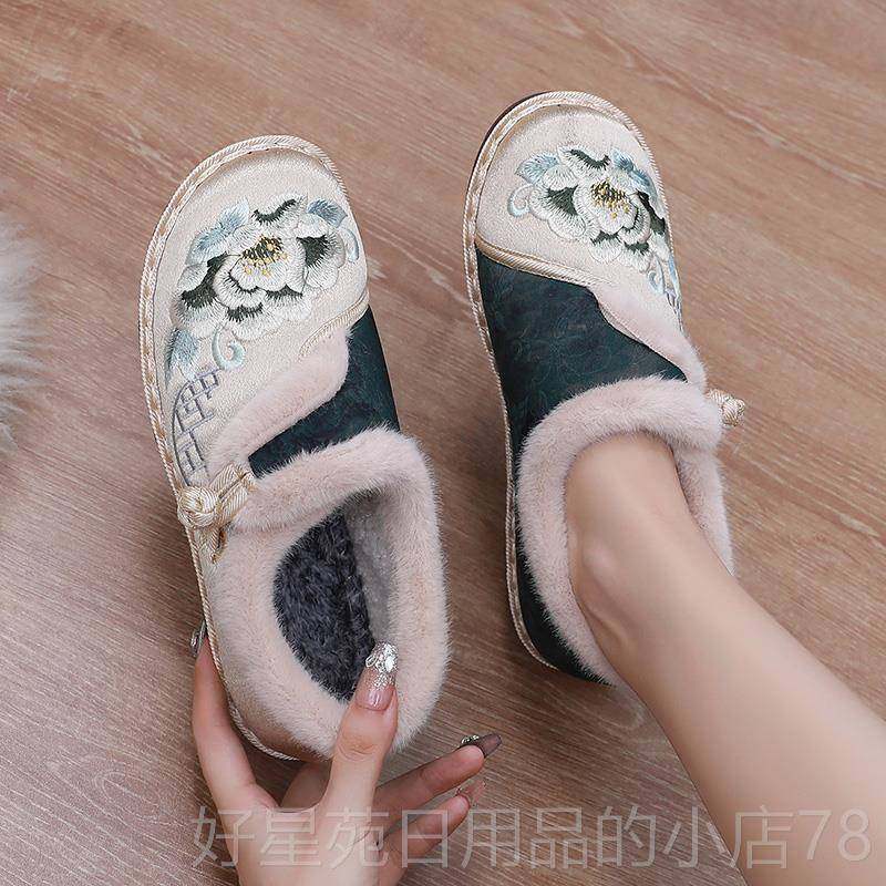 高档平20脚23冬季新老北京布鞋一款蹬绣花妈妈鞋中老年底加厚奶奶