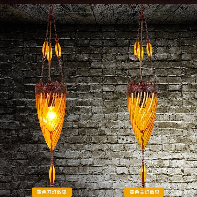 漫咖啡小吊灯 东南亚泰式风格彩色水晶吊灯地中海波西米亚吊灯