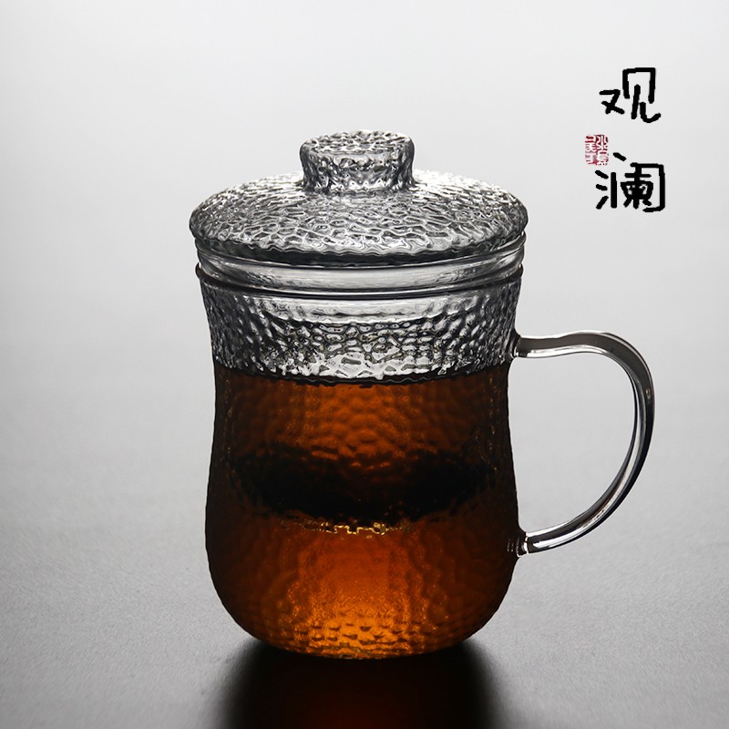耐热玻璃杯办公室花茶杯家用带盖过滤男女泡茶水杯茶水分离杯带把