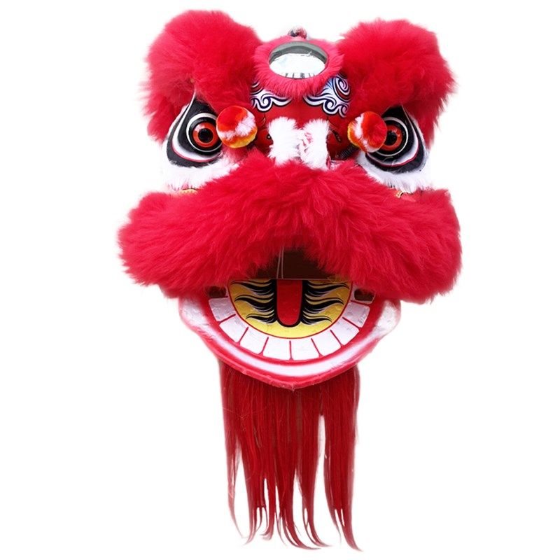 可眨眼睛儿童羊毛舞狮子舞台表演狮子头演出醒狮道具塑料工艺摆件