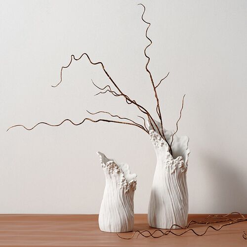 寂器 白色陶瓷花瓶法式磨砂艺术手工水培摆件插花装饰高档花器