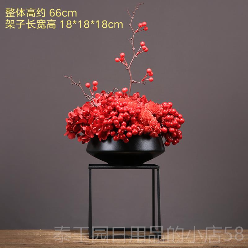 高档酒店厅圆桌中间花摆花端仿高真花摆件装饰假发财餐果花艺喜庆