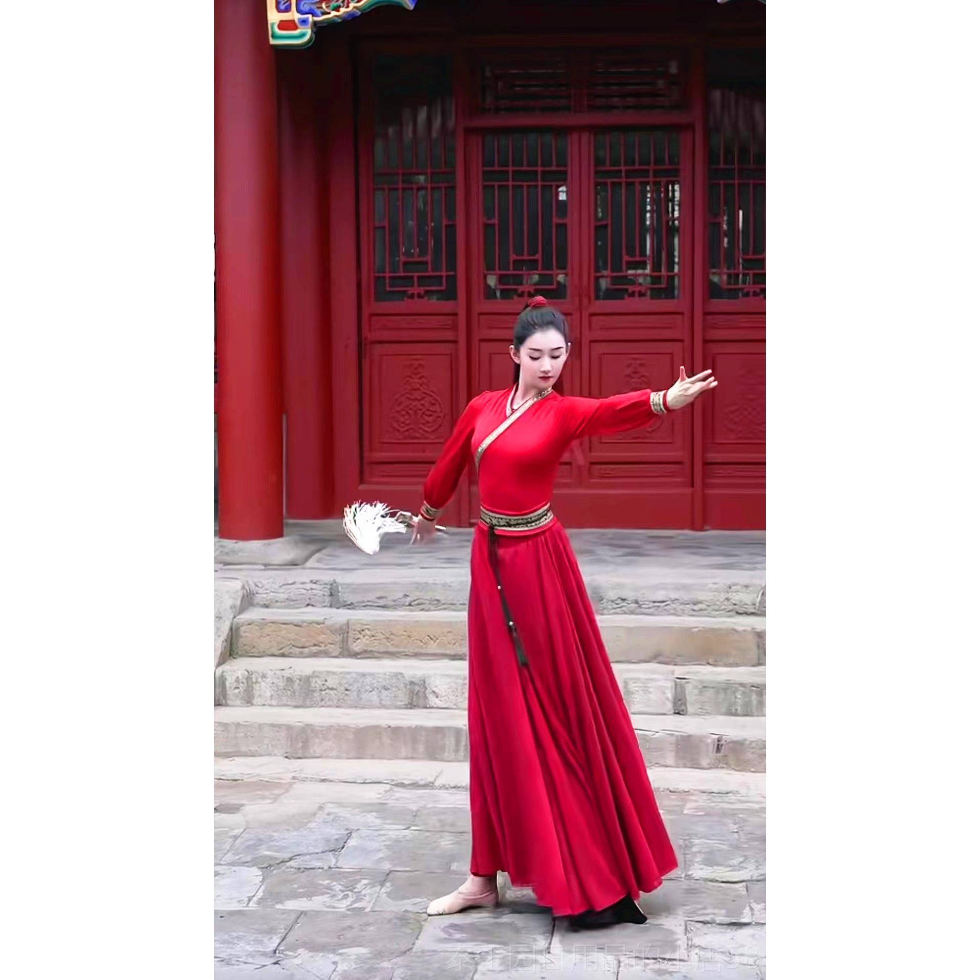 高档花木兰表演摆舞蹈服装典艺术测古试民古族风格覆古大裙街舞蒙