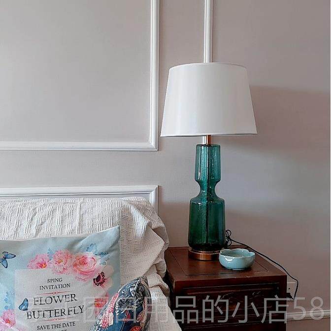 高档包邮室床头台 美式古简卧约现代复个性蓝灯色床头灯台灯