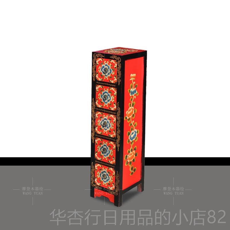 正品彩绘具实木边柜单斗CD家柜手绘中式仿古储物收柜纳尺寸柜可订