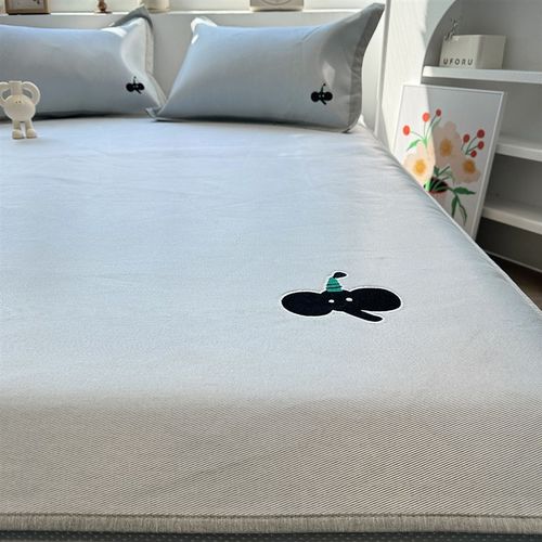 高端!A类卡通简约小象夏季凉席冰丝席2024新款空调席床笠三件套