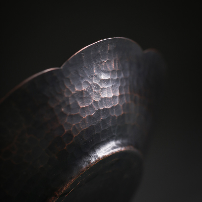 手工锻打铜制壶承 蓄水茶盘 干泡台 壶托 金工手作